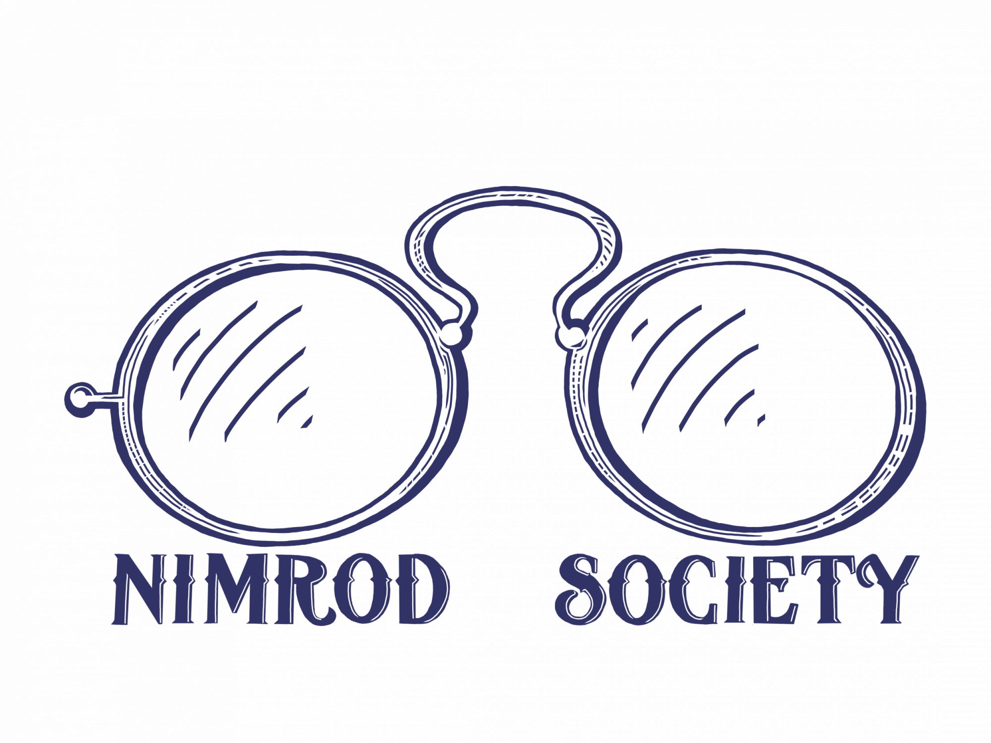 The Nimrod Society logo is the outline of Teddy Roosevelt's glasses.